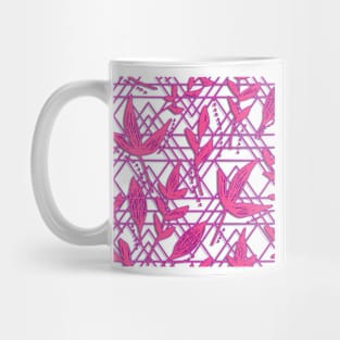 CUTE COOL PINK GEOMETRIC SHAPE LEAF SEAMLESS PATTERN Mug